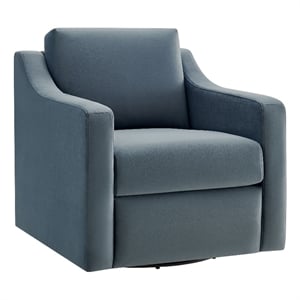Maklaine Contemporary Performance Velvet Armchair in Cadet Blue