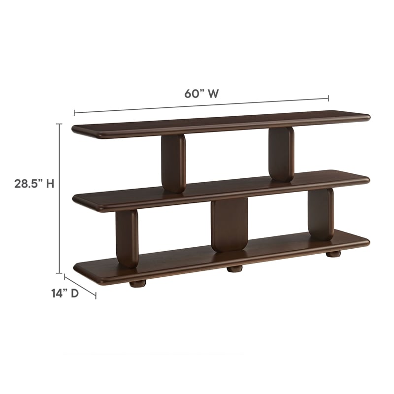 Maklaine Modern / Contemporary 2-Tier Open Shelving Bookshelf in Walnut