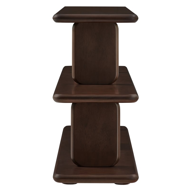 Maklaine Modern / Contemporary 2-Tier Open Shelving Bookshelf in Walnut