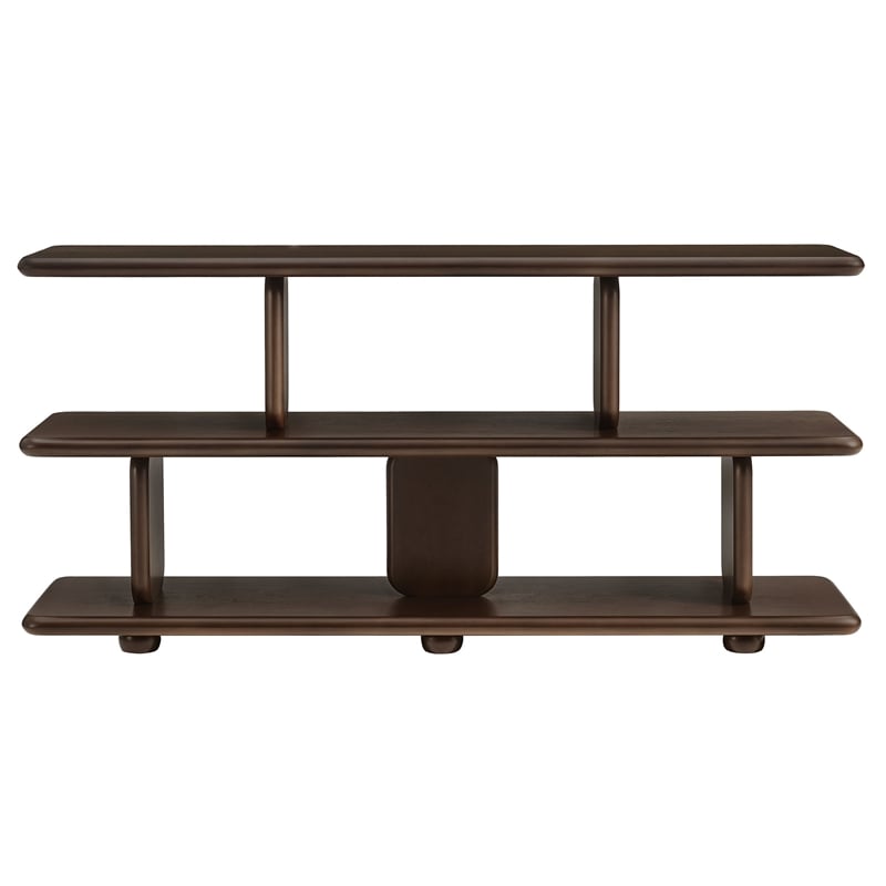 Maklaine Modern / Contemporary 2-Tier Open Shelving Bookshelf in Walnut