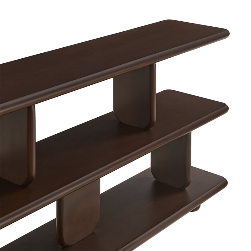 Maklaine Modern / Contemporary 2-Tier Open Shelving Bookshelf in Walnut