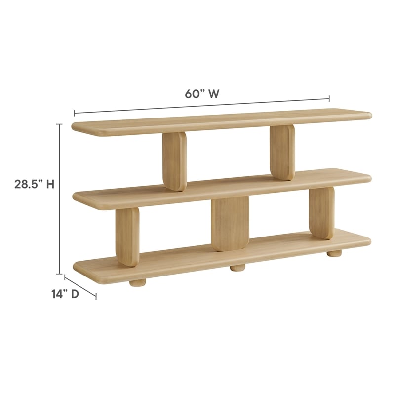 Maklaine Modern / Contemporary 2-Tier Open Shelving Bookshelf in Natural