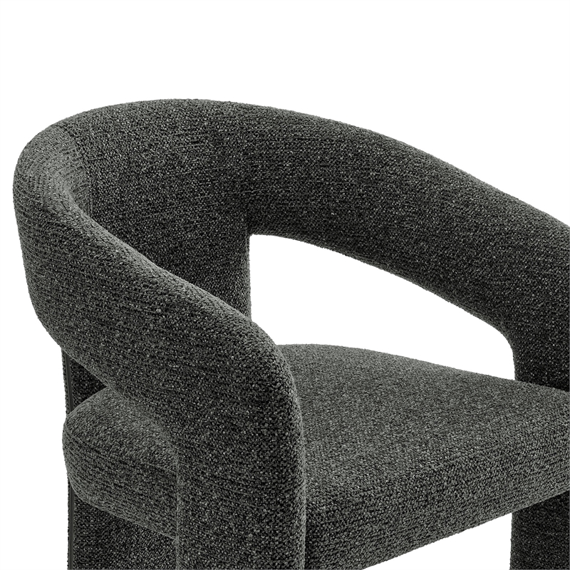 Maklaine Contemporary Upholstered Dining Accent Chair in Anthracite