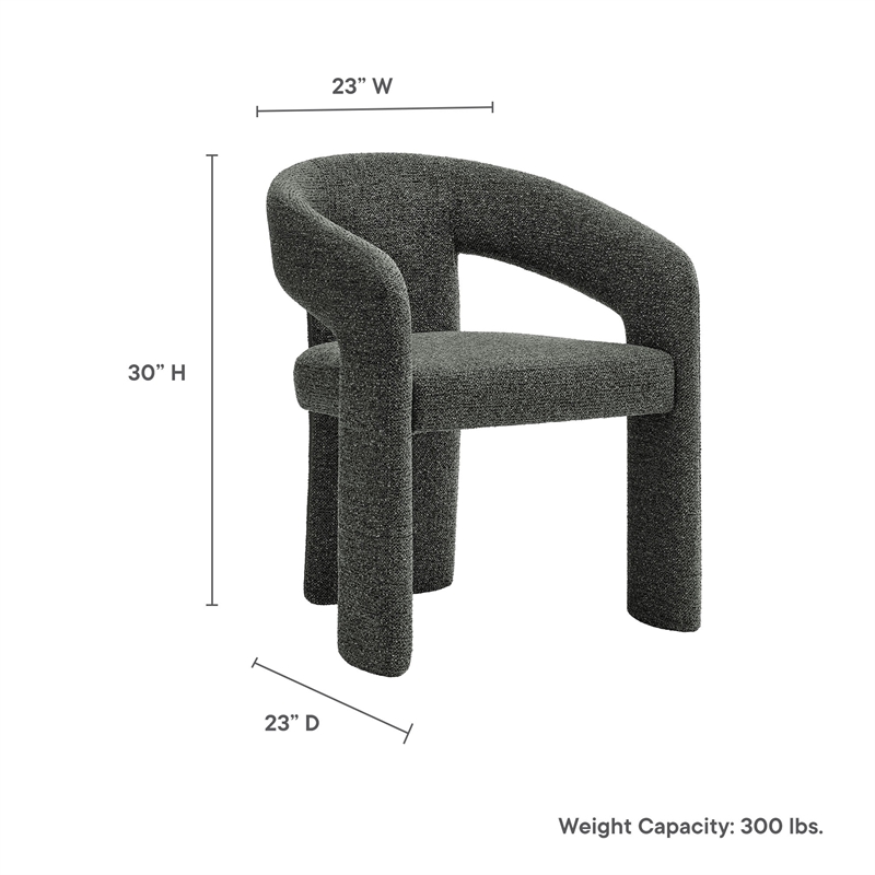 Maklaine Contemporary Upholstered Dining Accent Chair in Anthracite