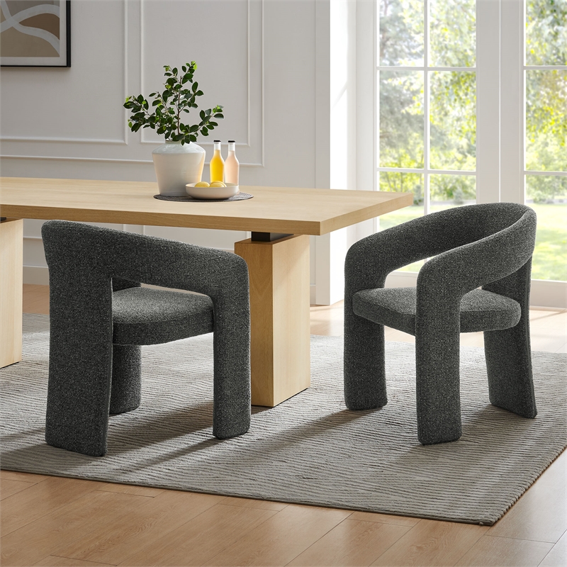 Maklaine Contemporary Upholstered Dining Accent Chair in Anthracite