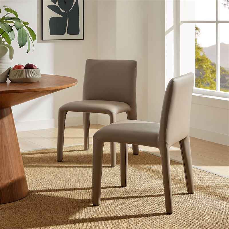 Maklaine Contemporary Fully Upholstered Dining Chair in Mushroom Brown