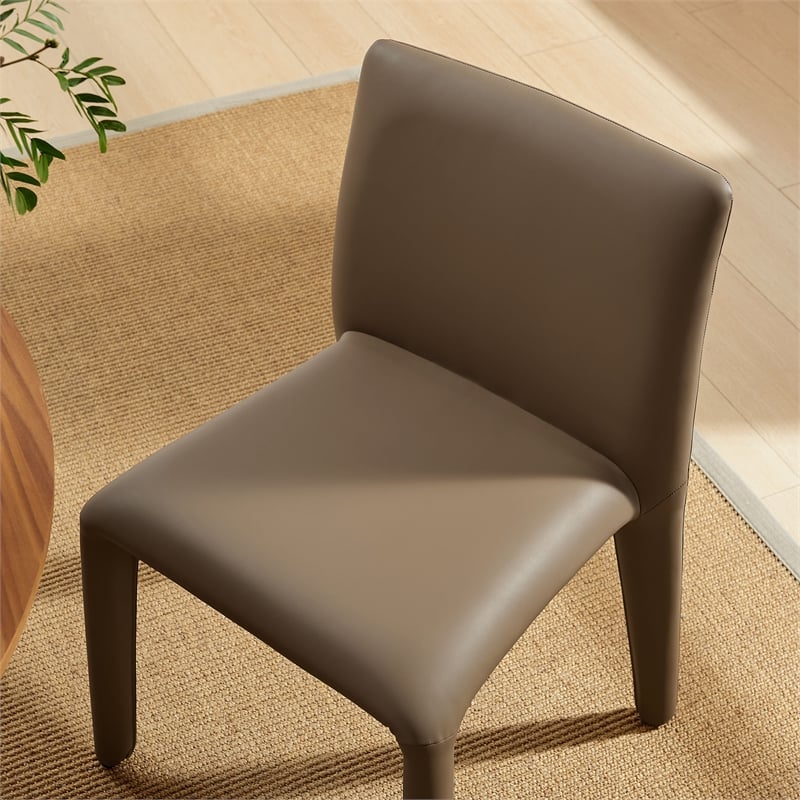 Maklaine Contemporary Fully Upholstered Dining Chair in Mushroom Brown