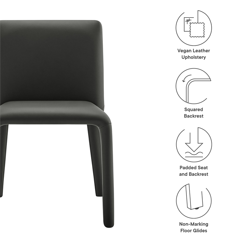 Maklaine Contemporary Fully Upholstered Dining Chair in Black