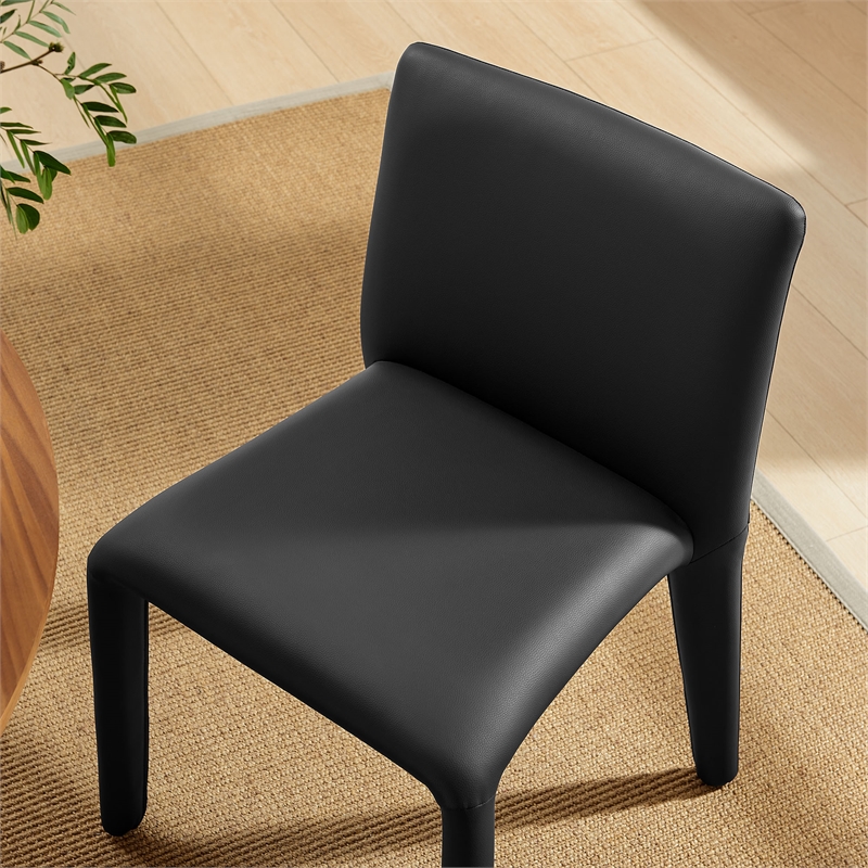 Maklaine Contemporary Fully Upholstered Dining Chair in Black