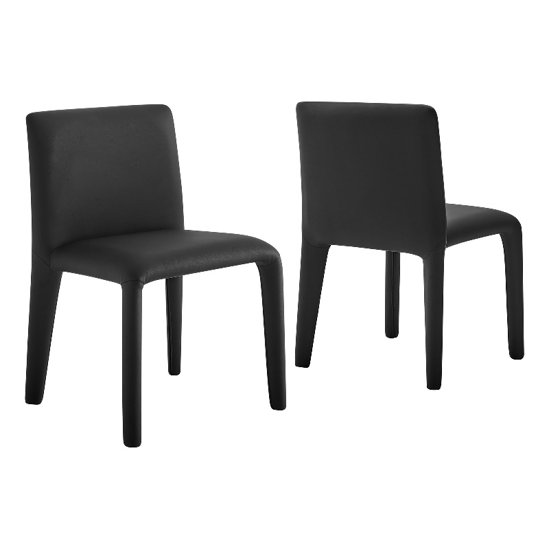 Maklaine Contemporary Fully Upholstered Dining Chair in Black