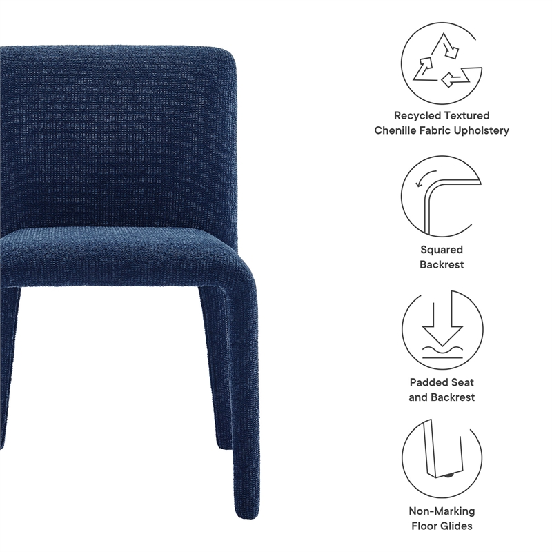 Maklaine Contemporary Fully Upholstered Dining Chair in Navy