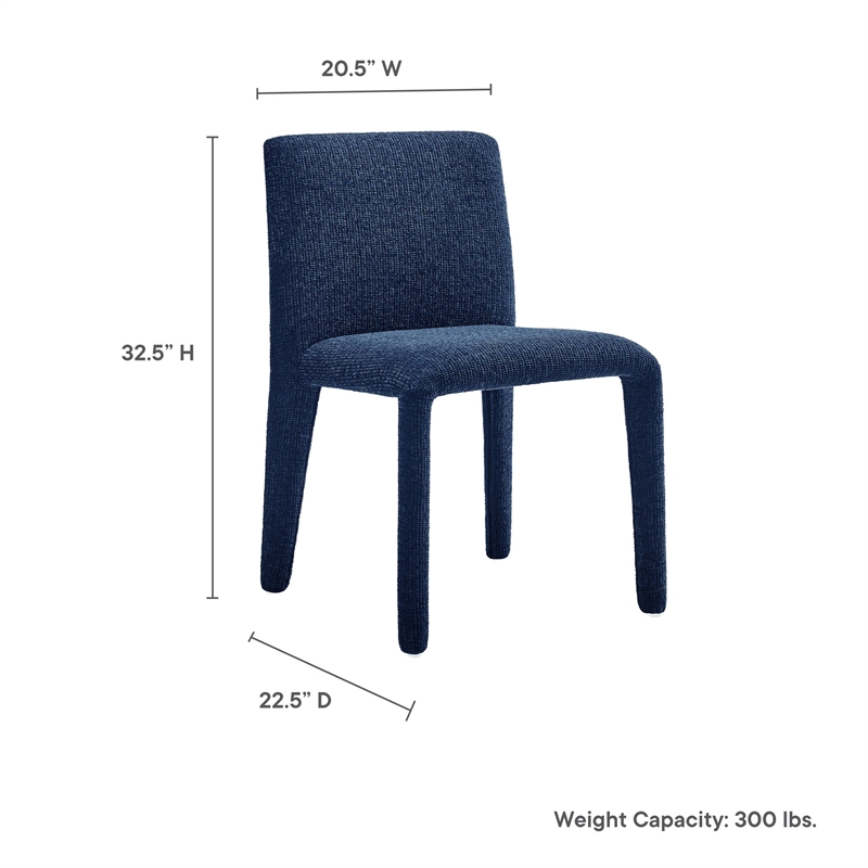 Maklaine Contemporary Fully Upholstered Dining Chair in Navy