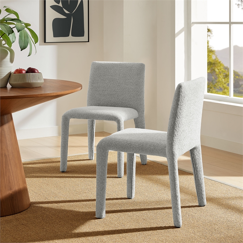 Maklaine Contemporary Fully Upholstered Dining Chair in Dove Gray