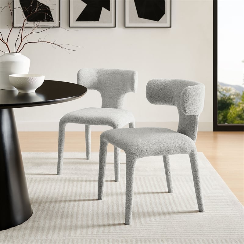 Maklaine Contemporary Fully Upholstered Dining Chair in Dove Gray