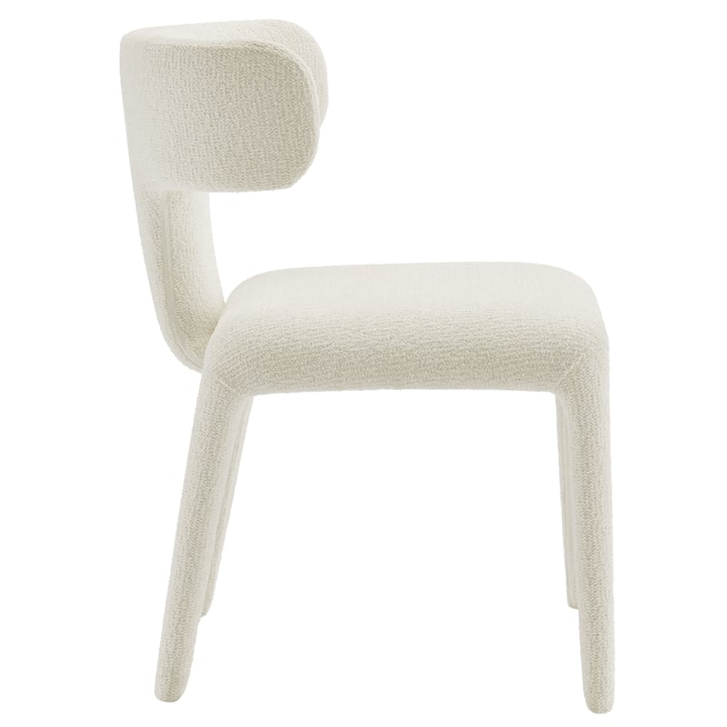 Maklaine Contemporary Fully Upholstered Dining Chair in Cream