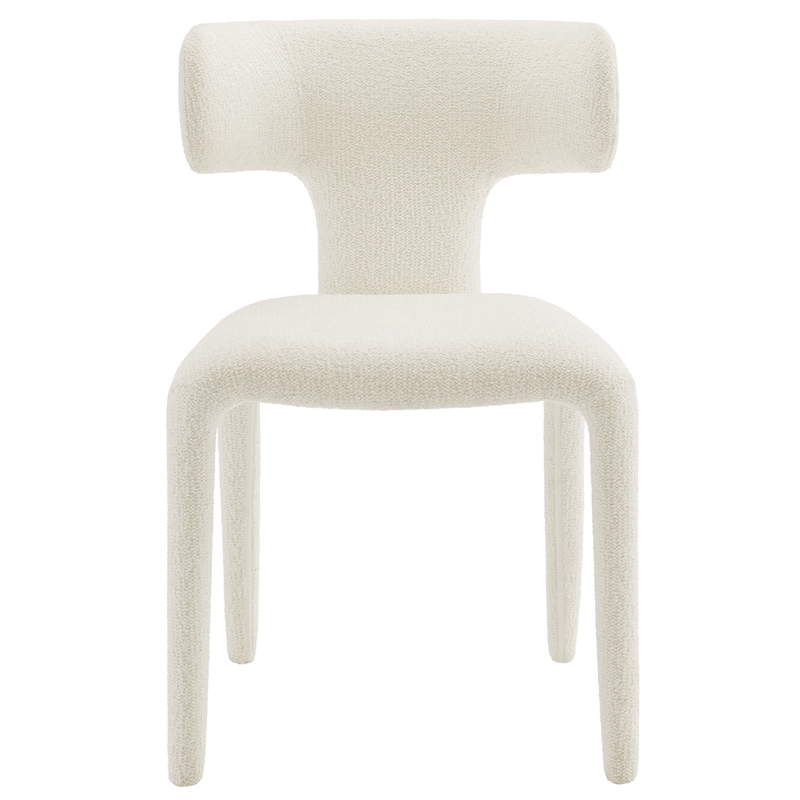 Maklaine Contemporary Fully Upholstered Dining Chair in Cream
