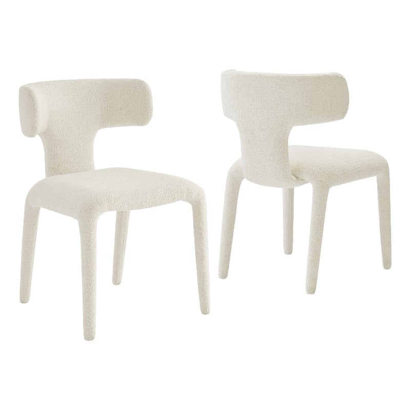 Maklaine Contemporary Fully Upholstered Dining Chair in Cream