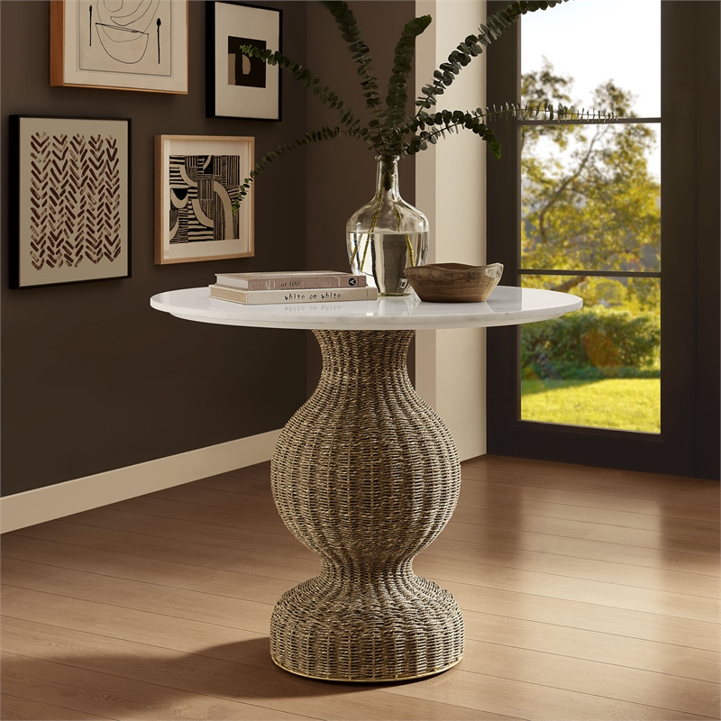 Maklaine Modern / Contemporary Dining Table in White Natural