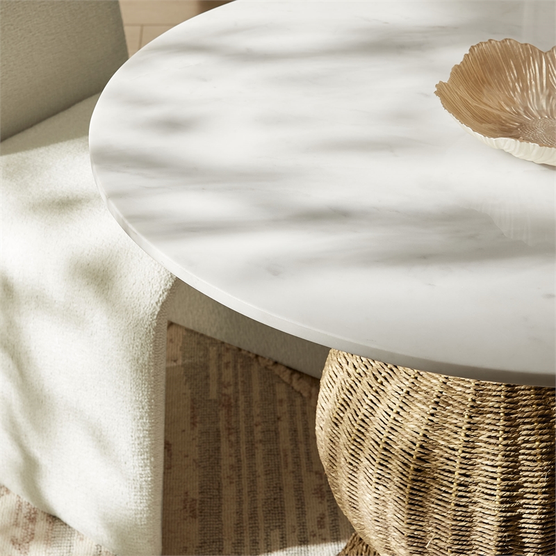 Maklaine Modern / Contemporary Dining Table in White Natural