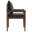 Maklaine Contemporary Solid Elm Wood Frame Dining Armchair in Charcoal