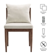 Maklaine Contemporary Solid Elm Wood Frame Dining Side Chair in Salt