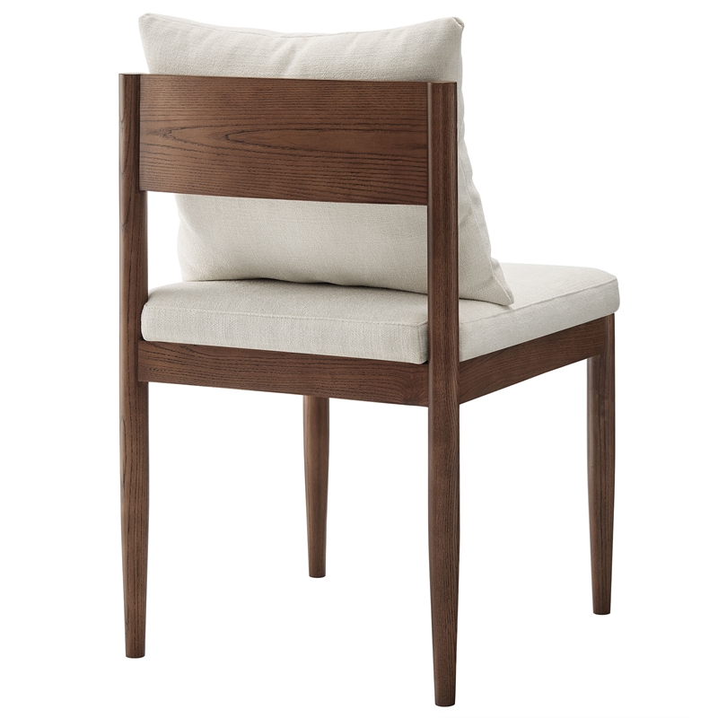 Maklaine Contemporary Solid Elm Wood Frame Dining Side Chair in Salt