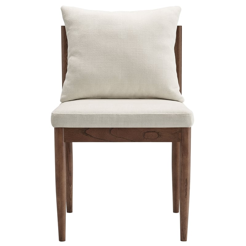 Maklaine Contemporary Solid Elm Wood Frame Dining Side Chair in Salt