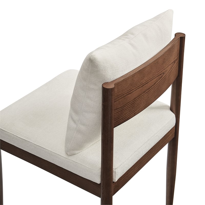 Maklaine Contemporary Solid Elm Wood Frame Dining Side Chair in Salt