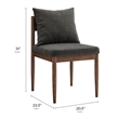 Maklaine Contemporary Solid Elm Wood Frame Dining Side Chair in Charcoal