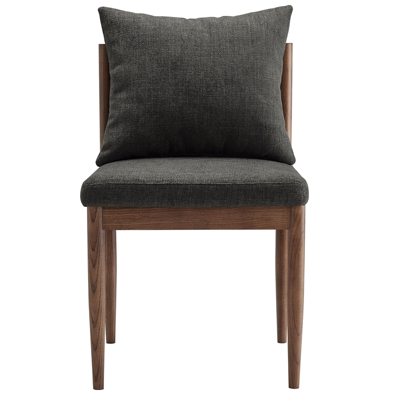 Maklaine Contemporary Solid Elm Wood Frame Dining Side Chair in Charcoal