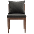 Maklaine Contemporary Solid Elm Wood Frame Dining Side Chair in Charcoal