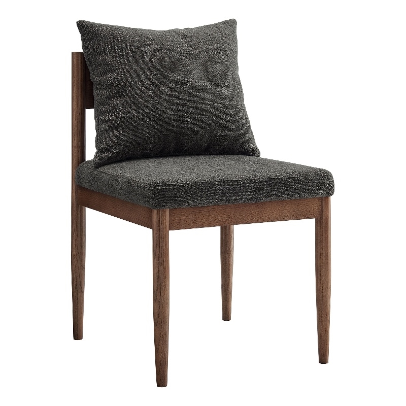 Maklaine Contemporary Solid Elm Wood Frame Dining Side Chair in Charcoal