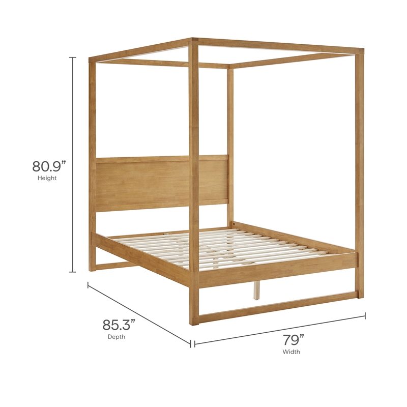 Maklaine Modern / Contemporary 4-Post Canopy Platform Bed in Oak
