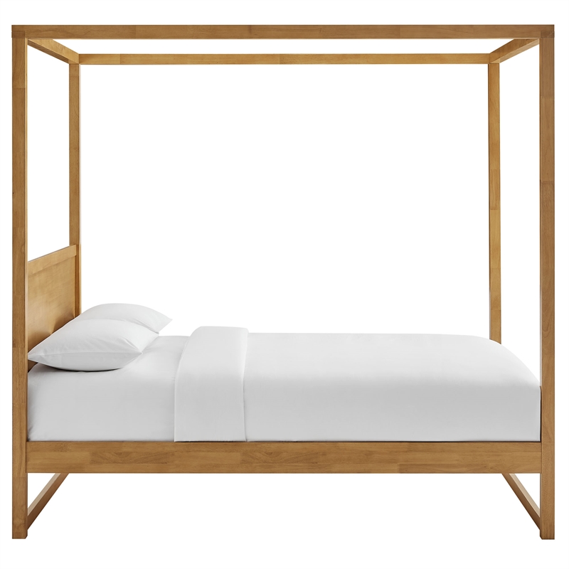 Maklaine Modern / Contemporary 4-Post Canopy Platform Bed in Oak