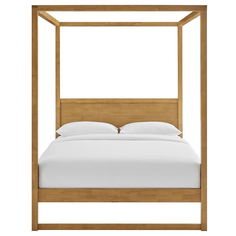 Maklaine Modern / Contemporary 4-Post Canopy Platform Bed in Oak