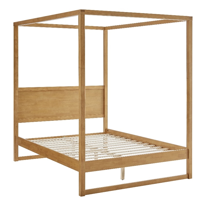 Maklaine Modern / Contemporary 4-Post Canopy Platform Bed in Oak