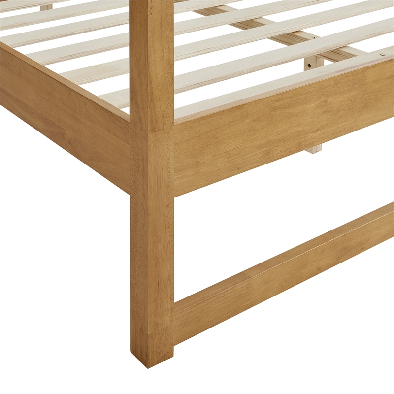 Maklaine Modern / Contemporary 4-Post Canopy Platform Bed in Oak