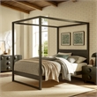 Maklaine Contemporary 4-Post Canopy Platform Bed in Smoked Oak