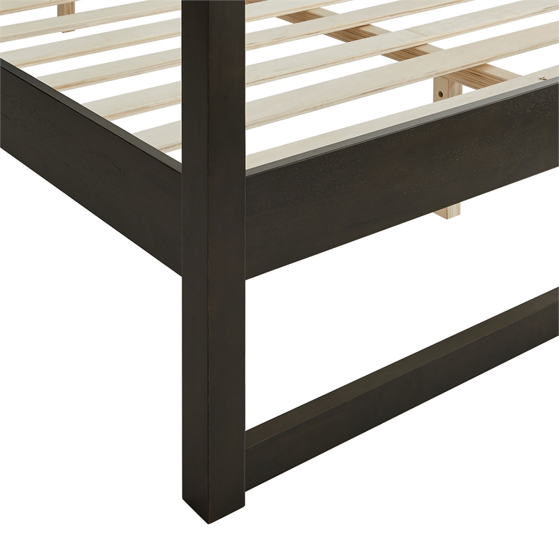Maklaine Contemporary 4-Post Canopy Platform Bed in Smoked Oak