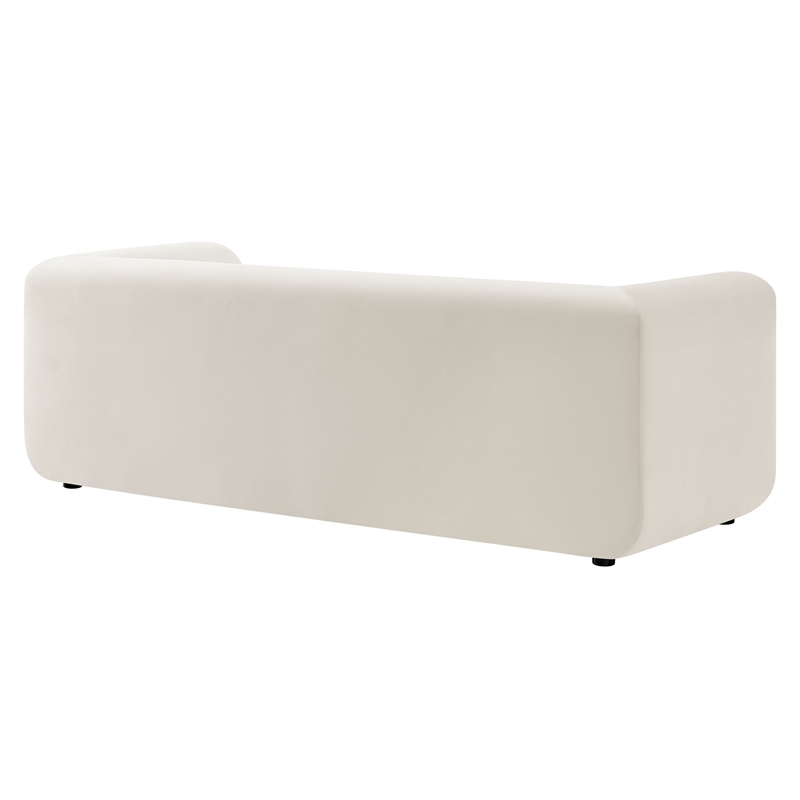 Maklaine Contemporary Performance Velvet Sofa in Alabaster White