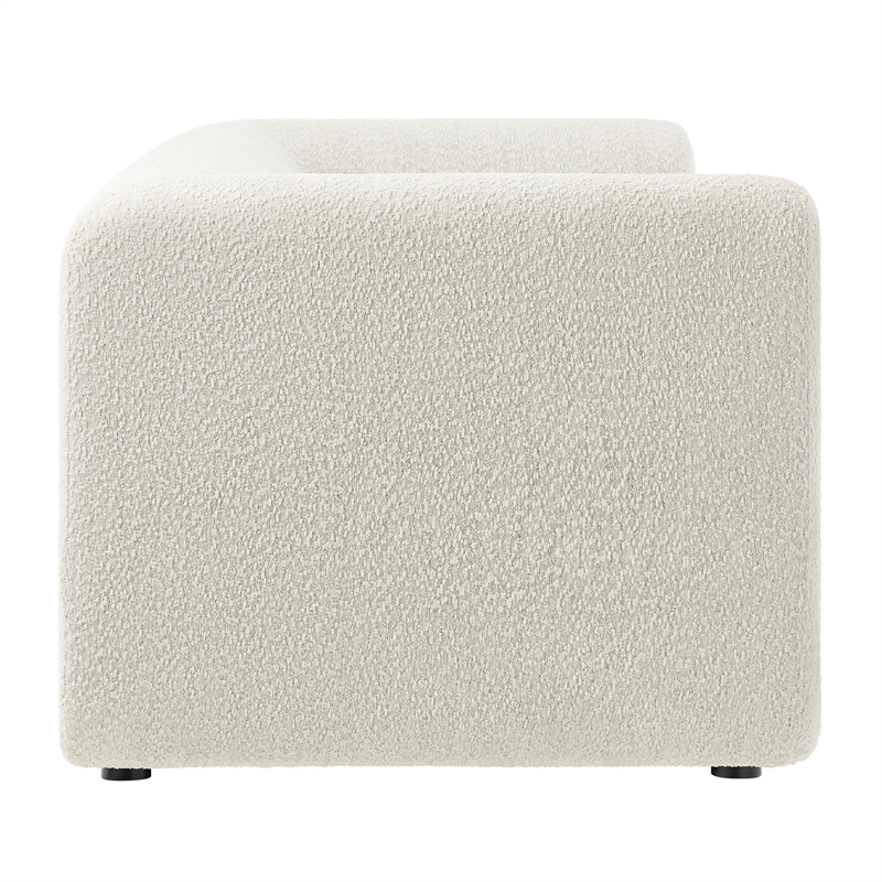 Maklaine Contemporary Boucle Fabric Upholstered Sofa in Pearl