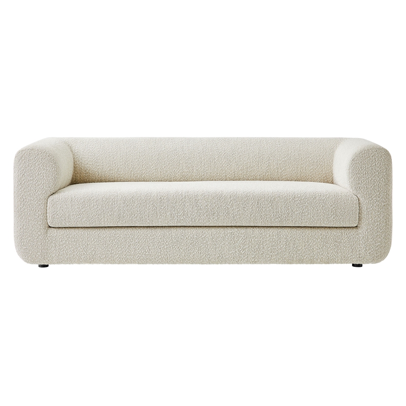 Maklaine Contemporary Boucle Fabric Upholstered Sofa in Pearl