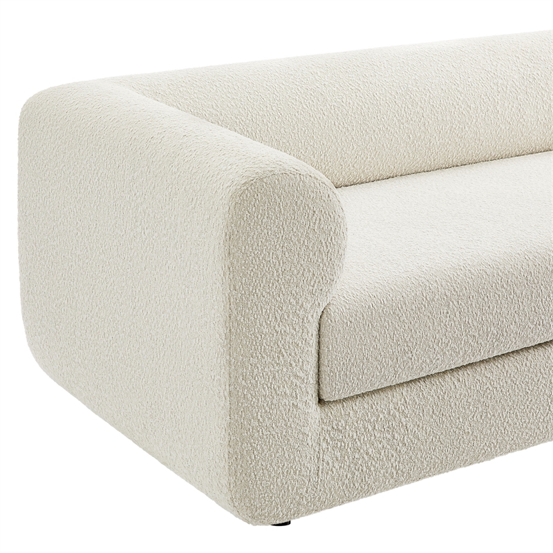Maklaine Contemporary Boucle Fabric Upholstered Sofa in Pearl
