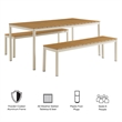 Maklaine Modern / Contemporary Dining Set with Benches in Natural
