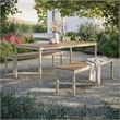 Maklaine Modern / Contemporary Dining Set with Benches in Natural
