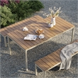 Maklaine Modern / Contemporary Dining Set with Benches in Natural