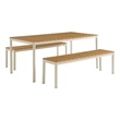 Maklaine Modern / Contemporary Dining Set with Benches in Natural