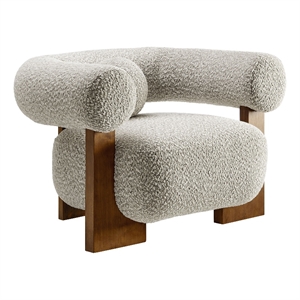 Maklaine Boucle Fabric Upholstered Accent Chair in River Rock