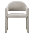 Maklaine Contemporary Upholstered Fabric Dining Armchair in Linen