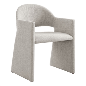 Maklaine Contemporary Upholstered Fabric Dining Armchair in Linen